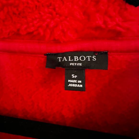 Talbots Women's Red Sherpa Solid Long Sleeve Jackets Size Petites Small - Picture 3 of 3